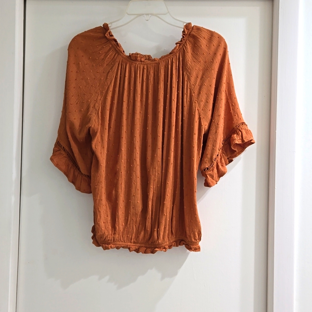 Brown Ruffled Top